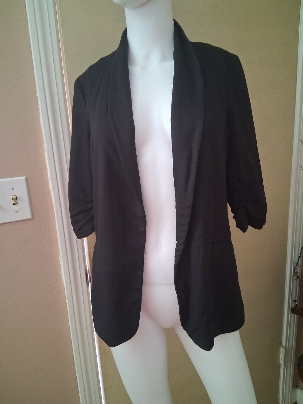 Black Open-Front Women's Blazer Jacket